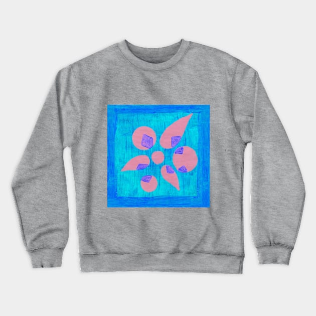 Abstract Flower - Pink and Blue Crewneck Sweatshirt by MitaDreamDesign